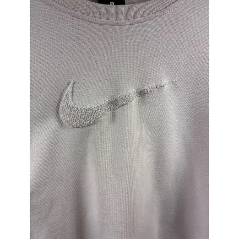 Nike Dri Fit Women’s Swoosh Training Cropped Crew Sweatshirt in Pink Size S
